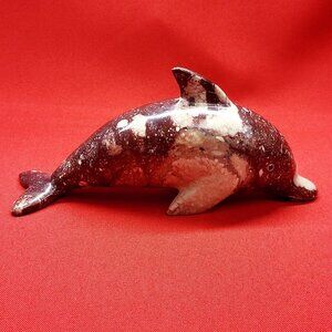 Vintage Carved Marble Stone Dolphin Figurine Paperweight Home Decor